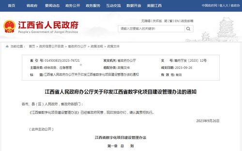 江西省出台《数字化项目建设管理办法》，为中小企业网站建设注入新动能